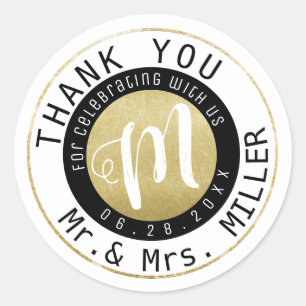 Mr. Mrs. THANK YOU Classic Round Sticker