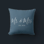 Mr. & Mrs. Throw Pillow for Newlyweds Anniversary<br><div class="desc">Mr. and Mrs. throw pillow personalised with the year of the wedding makes a cute wedding or anniversary gift.</div>