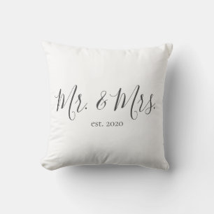 Mr. & Mrs. Throw Pillow for Newlyweds Anniversary