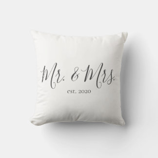Mr. & Mrs. Throw Pillow for Newlyweds Anniversary