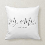 Mr. & Mrs. Throw Pillow for Newlyweds Anniversary<br><div class="desc">Mr. and Mrs. throw pillow personalised with the year of the wedding makes a cute wedding or anniversary gift.</div>