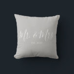 Mr. & Mrs. Throw Pillow for Newlyweds Anniversary<br><div class="desc">Mr. and Mrs. throw pillow personalised with the year of the wedding makes a cute wedding or anniversary gift.</div>