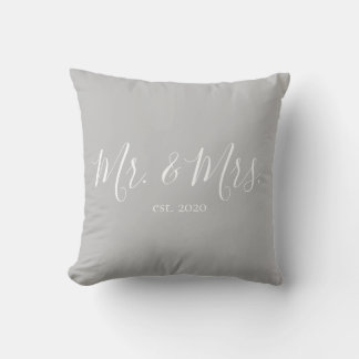 Mr. & Mrs. Throw Pillow for Newlyweds Anniversary