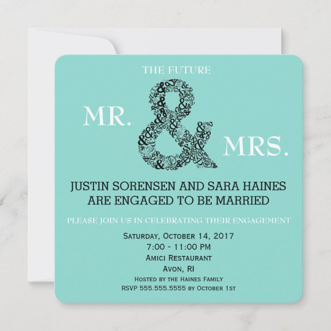 Mr & Mrs To Be Engagement Bridal Shower Party Invitation (Front)