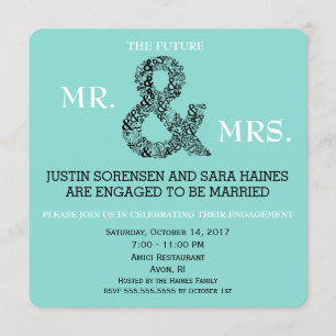 Mr & Mrs To Be Engagement Bridal Shower Party Invitation