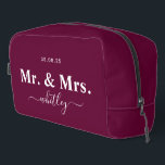 Mr. & Mrs. Toiletry Bag for Couple (Magenta:5f012)<br><div class="desc">This is a perfect wedding gift. This toiletry bag is a best for makeup or toiletries for travel, at home organisation. Simple Magenta & White, this style is a lovely personalised gift choice for your friends who is getting married. It is something that they would take to their honeymoon and...</div>