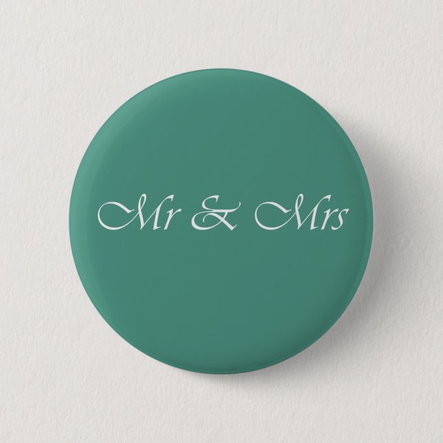 Mr & Mrs Typography 6 Cm Round Badge (Front)