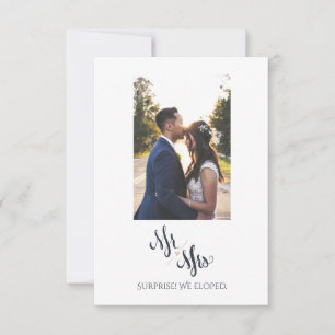 Mr & Mrs We Eloped Simple Marriage Announcement
