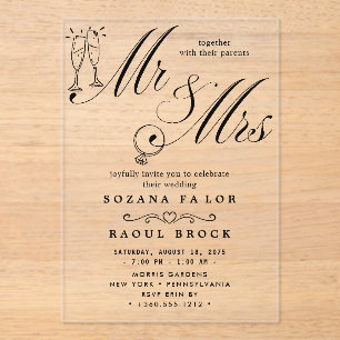 mr & mrs Wedding Acrylic Invitations