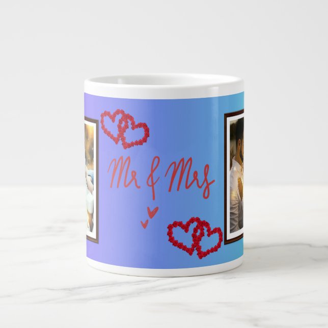 Mr & Mrs wedding, anniversary, personalised gift  Large Coffee Mug (Front)