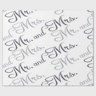 Mr. & Mrs. Wedding black and White Wrapping Paper