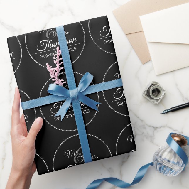 Mr. & Mrs. Wedding Celebration Date Wrapping Paper (Gifting)