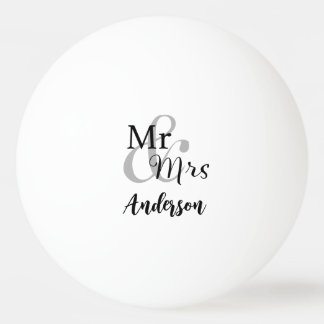 Mr & Mrs Wedding Couple Custom Surname Ping Pong Ball