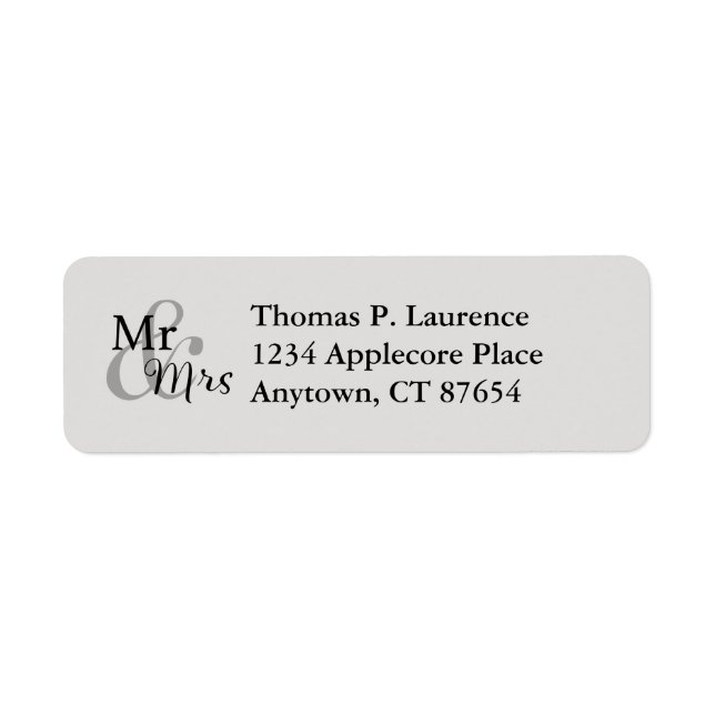 Mr & Mrs Wedding Couple (grey) Return Address Label (Front)