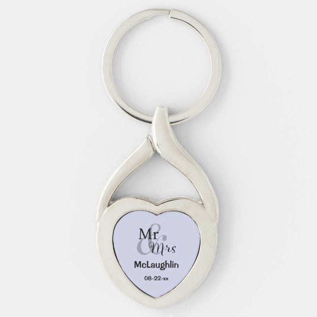 Mr & Mrs Wedding Couple (lilac)  Key Ring (Front)