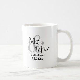 Mr & Mrs Wedding Date with Bride & Groom Names  Coffee Mug