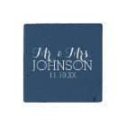 Mr & Mrs Wedding Favour Solid Colour Navy Blue