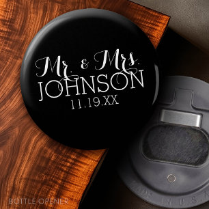 Mr & Mrs Wedding Favours Solid Colour Black Bottle Opener