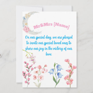 Mr & Mrs Wedding Invitation with Floral & Butterfl