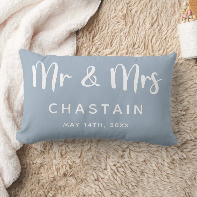Mr. & Mrs. | Wedding Monogram  Lumbar Cushion (Blanket)