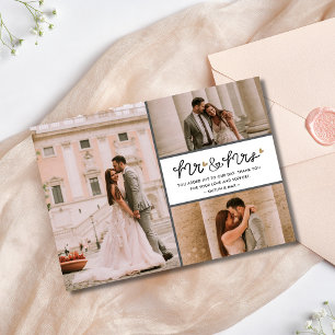 Mr Mrs Wedding Photo Collage Thank You Card