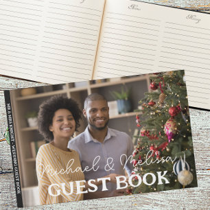 Mr & Mrs Wedding Photo Elegant Script Guest Book