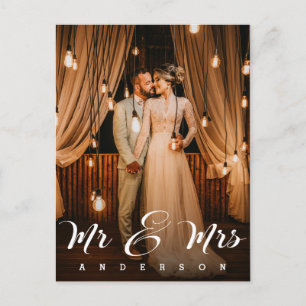 Mr & Mrs Wedding Photo Thank You Postcard