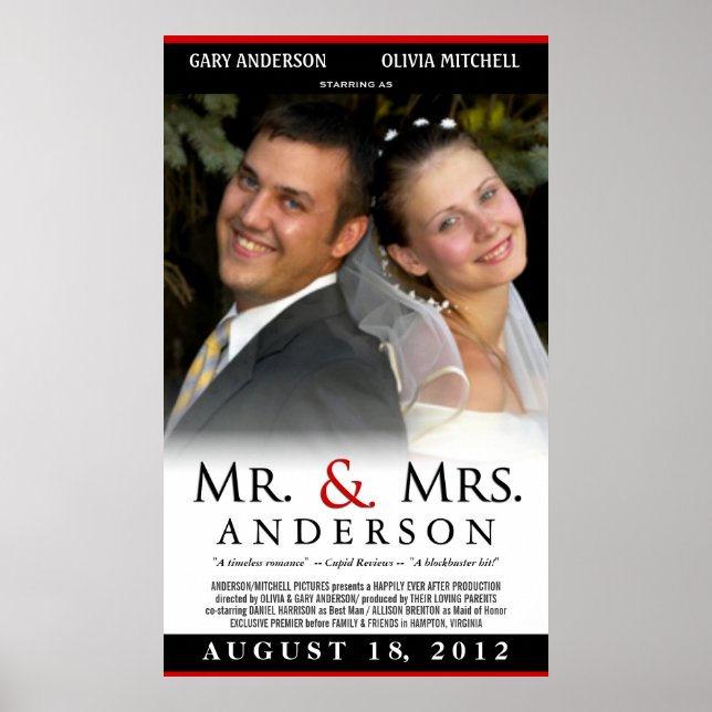 Mr & Mrs Wedding Poster - Custom Movie Template (Front)