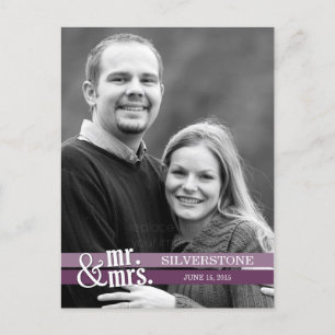 Mr. & Mrs. Wedding Thank You Card - Plum