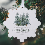 Mr &Mrs Winter Forest Watercolor Christmas Tree Decoration Card<br><div class="desc">Mr &Mrs Winter Forest Watercolor Christmas Ornament Card</div>