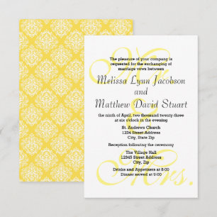 Mr. & Mrs. Yellow - 3x5 Wedding & Reception Invite