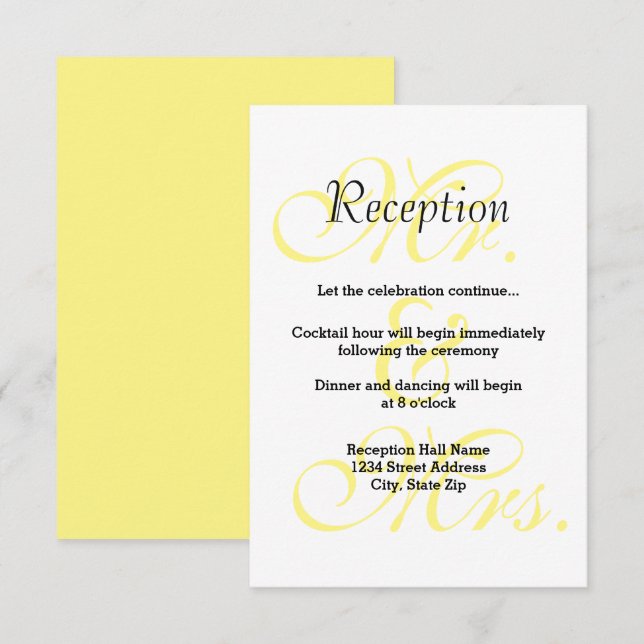 Mr. & Mrs. Yellow - Reception Invitation (Front/Back)