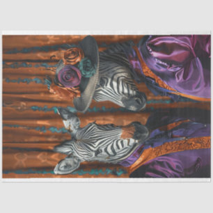 Mr & Mrs Zebra Purple Coloured Decoupage Tissue Paper