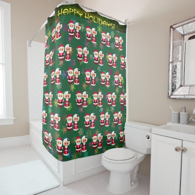 Mr. & Ms. Clause Holiday Shower Curtain (In Situ)