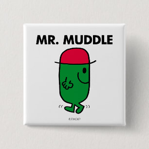 Mr. Muddle   Walking Backwards 15 Cm Square Badge