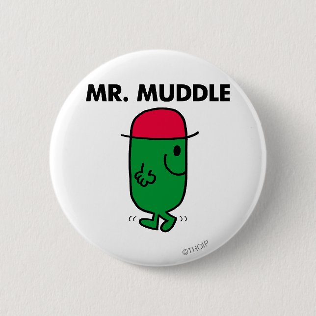Mr. Muddle | Walking Backwards 6 Cm Round Badge (Front)