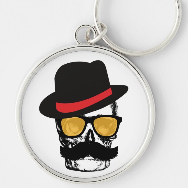 Mr Mustach calavera with style Key Ring (Front)