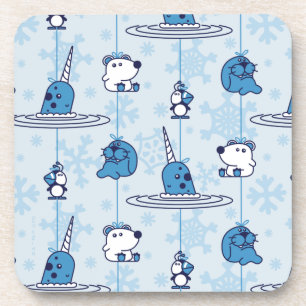Mr. Narwhal Blue Snowflake Pattern Coaster