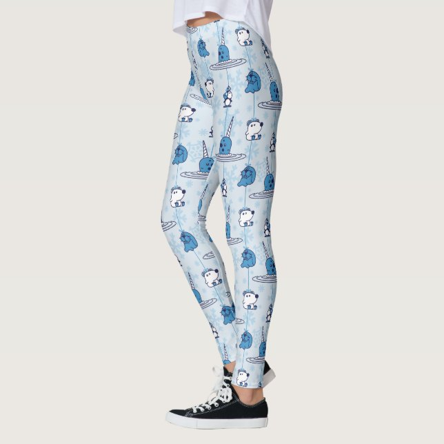 Mr. Narwhal Blue Snowflake Pattern Leggings (Left)