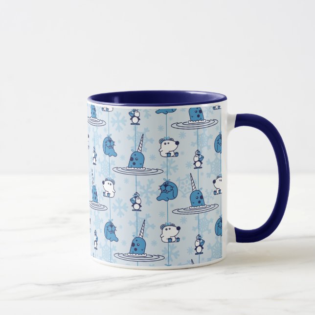 Mr. Narwhal Blue Snowflake Pattern Mug (Right)