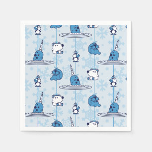 Mr. Narwhal Blue Snowflake Pattern Napkin