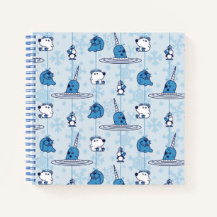 Mr. Narwhal Blue Snowflake Pattern Notebook