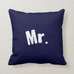 Mr. navy Blue Pillow<br><div class="desc">Unique Navy blue accent Pillow. Mr. in White. Perfect accent decor for any room</div>