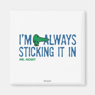 Mr. Nosey Nosing Around Blue Lettering Magnet