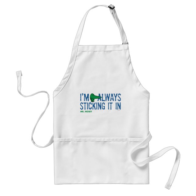 Mr. Nosey Nosing Around | Blue Lettering Standard Apron (Front)