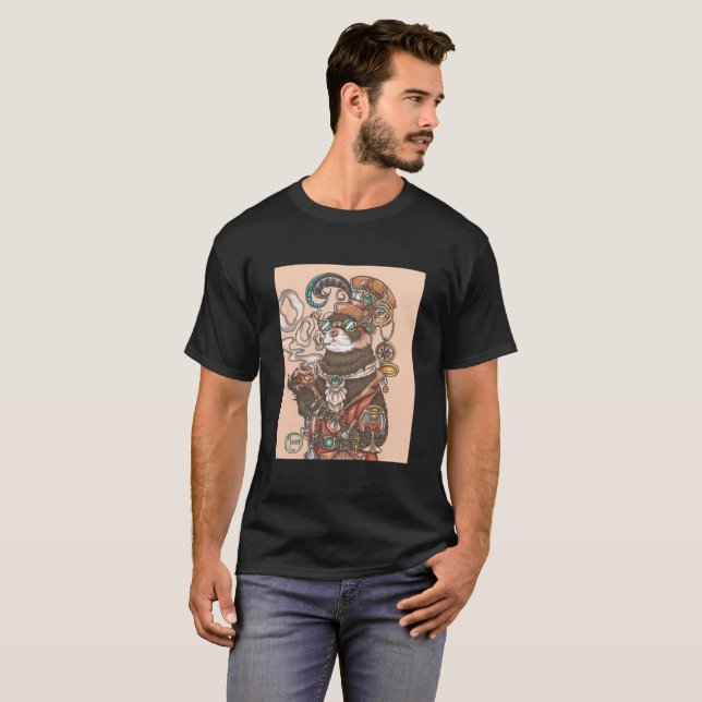Mr. Octavius Steam Punk Ferret T-Shirt (Coloured) (Front Full)