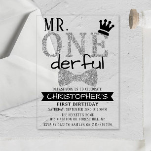 Mr. ONEderful 1st Birthday Acrylic Invitations