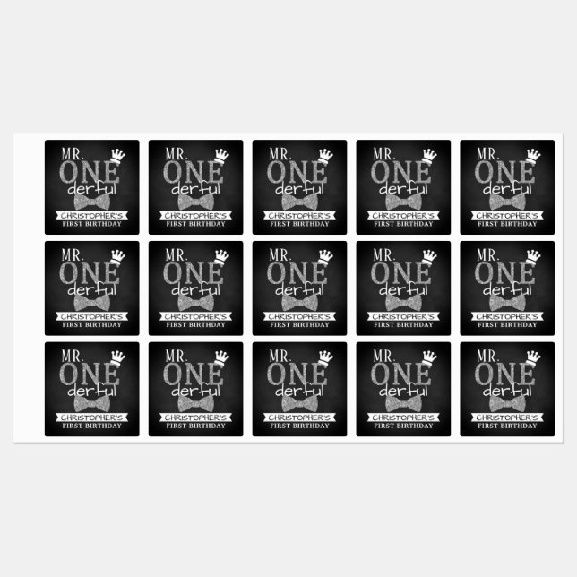 Mr. ONEderful 1st Birthday Party Favour (Sheet)