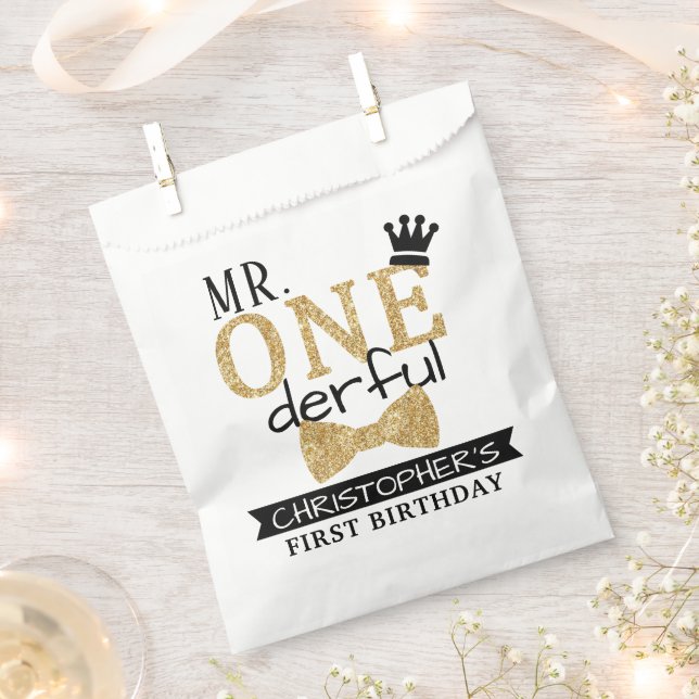Mr. ONEderful 1st Birthday Party Favour Bag (Clipped)