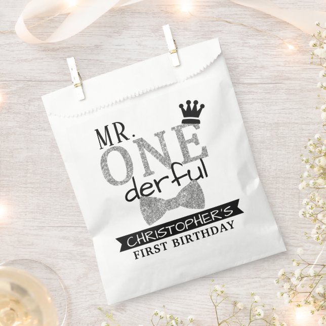 Mr. ONEderful 1st Birthday Party Favour Bag (Clipped)